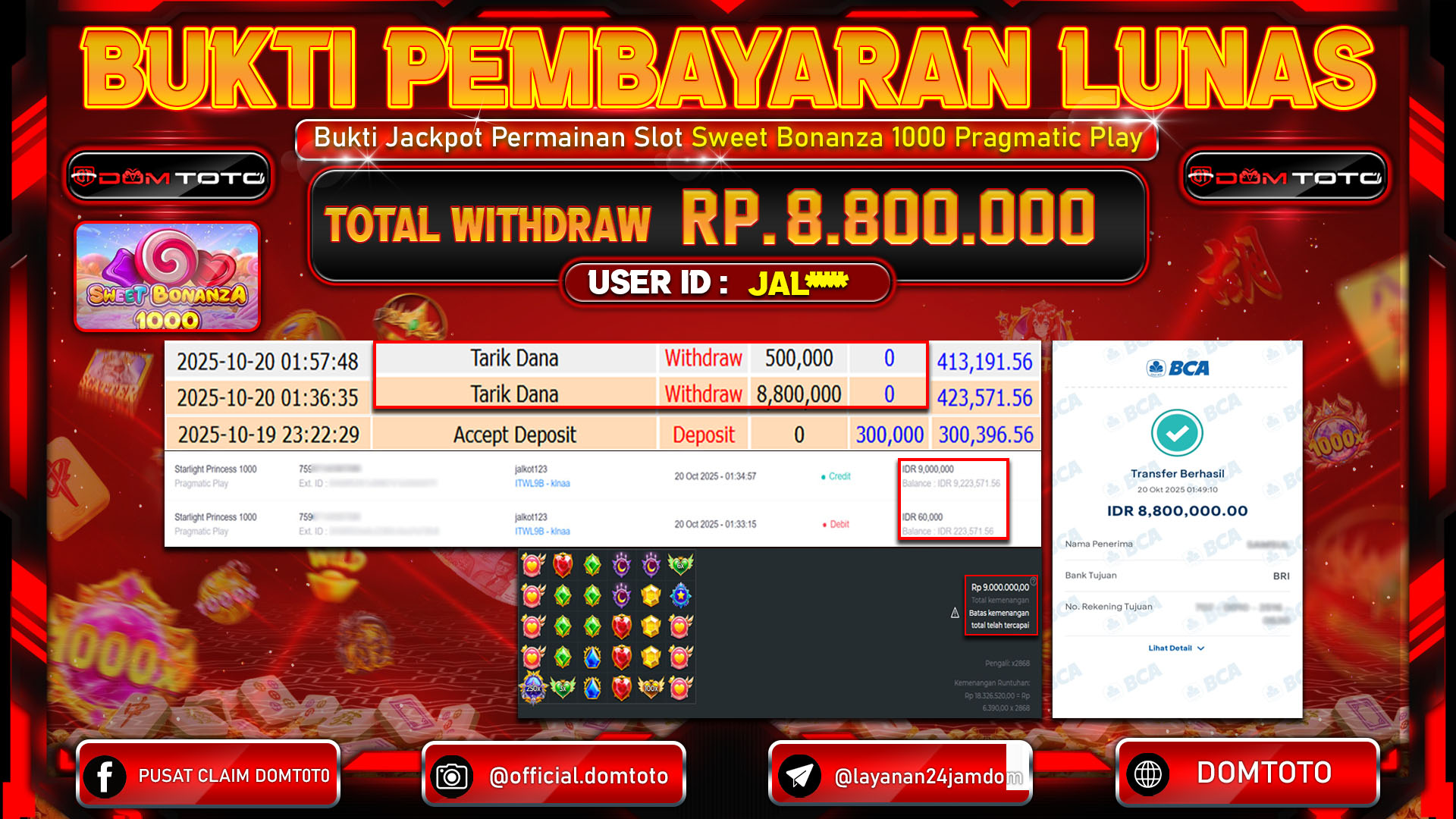 JACKPOT Slot Sweet Bonanza 1000 Pragmatic Play 20 OKTOBER 2025